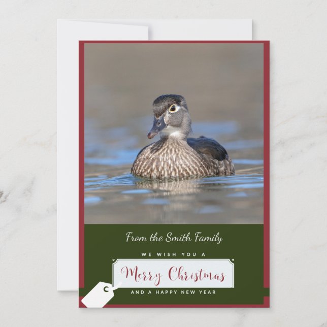 Pato de madera en una tarjeta de Navidades (Anverso)