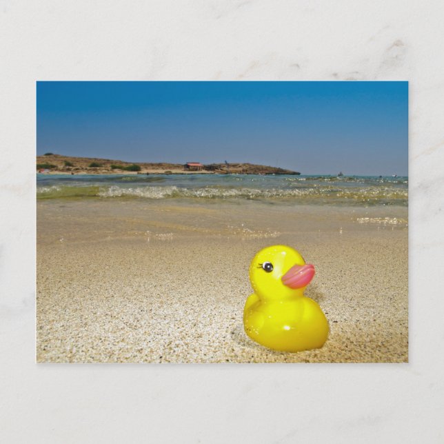 Pato de plástico en la postal de la playa (Anverso)