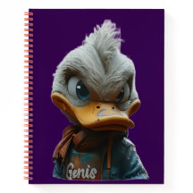 Pato elegante en el cuaderno de espiral de la ciud
