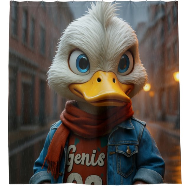 Pato elegante en la cortina de ducha de la ciudad (Anverso)