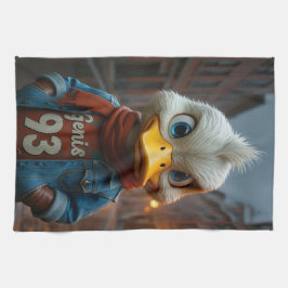 Pato elegante en las toallas de cocina de la ciuda