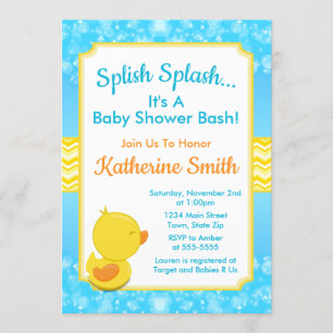 Pato Invitación a Baby Shower Niño Pato