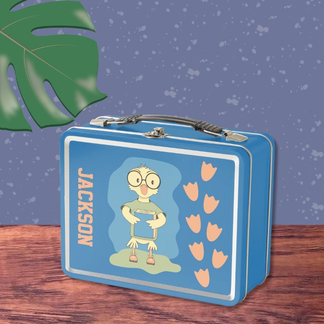 Pato lindo con la caja del almuerzo del niño del l (Cute duckling with book kid metal lunchbox . Perfect for boys or girls . )