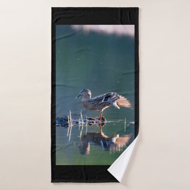Pato mallard al atardecer (Toalla de baño)