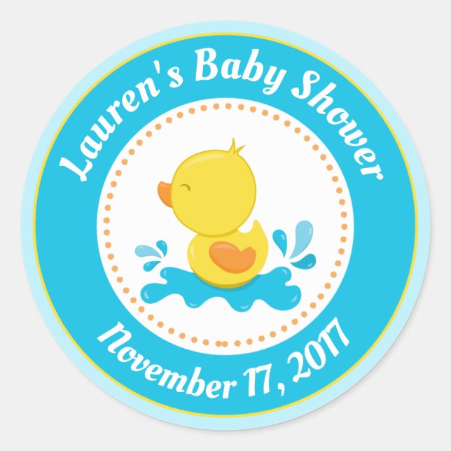 Pato Pegatinas Baby Shower Favorito Blue Baby Boy (Anverso)