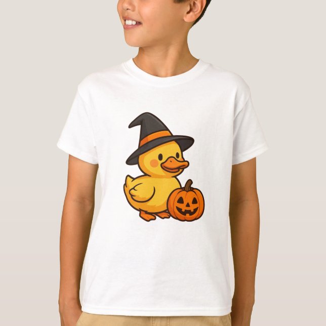 Pato pequeño en camisetas para niños de Halloween (Anverso)