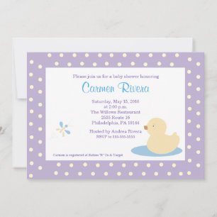 Pato Sucio (Púrpura) Invitación Baby Shower 5x7