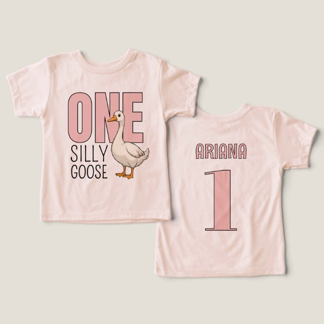Pato Tonto Rosa Personalizado Cumpleaños Uno (Diseño Anverso y Reverso)