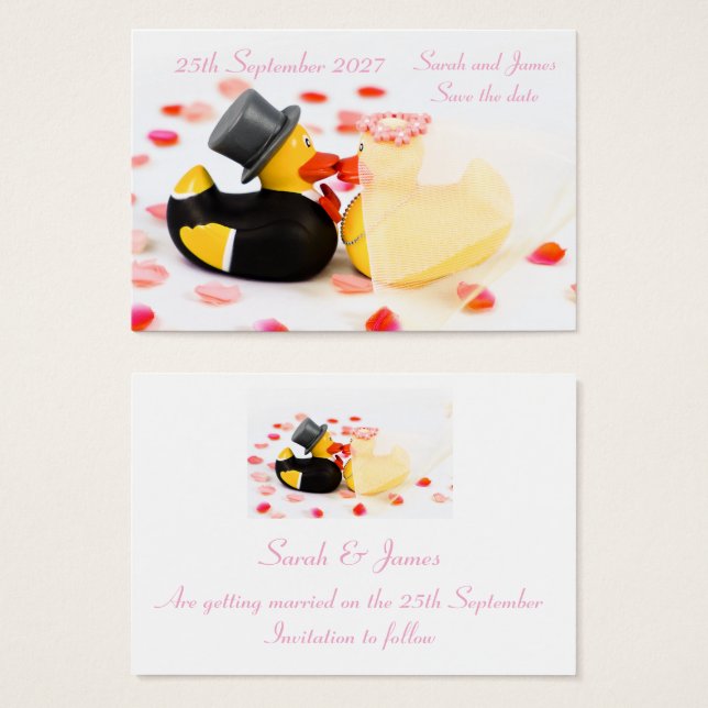 Patos de boda confeti de pétalos de rosa - Guardar (Anverso y reverso)