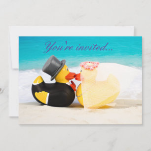 Patos de boda en una boda de playa - Invitación