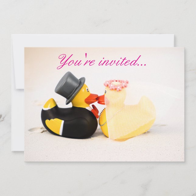 Patos de boda playa boda - Invitación (Anverso)