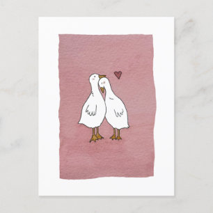 patos en postal de amor