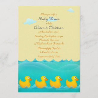 Patos en una invitación de Baby Shower de la fila