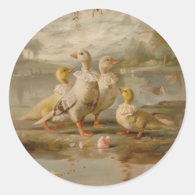 Patos - Pegatinas redondos para el arte de las sáb (Anverso)