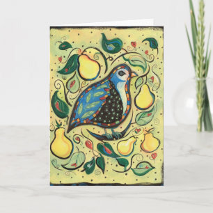 Patridge en una tarjeta de Navidad ilustrada peral