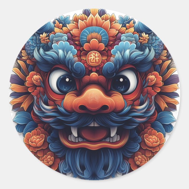 Patrimonio chino del Pegatina de focas Kawaii Drag (Anverso)