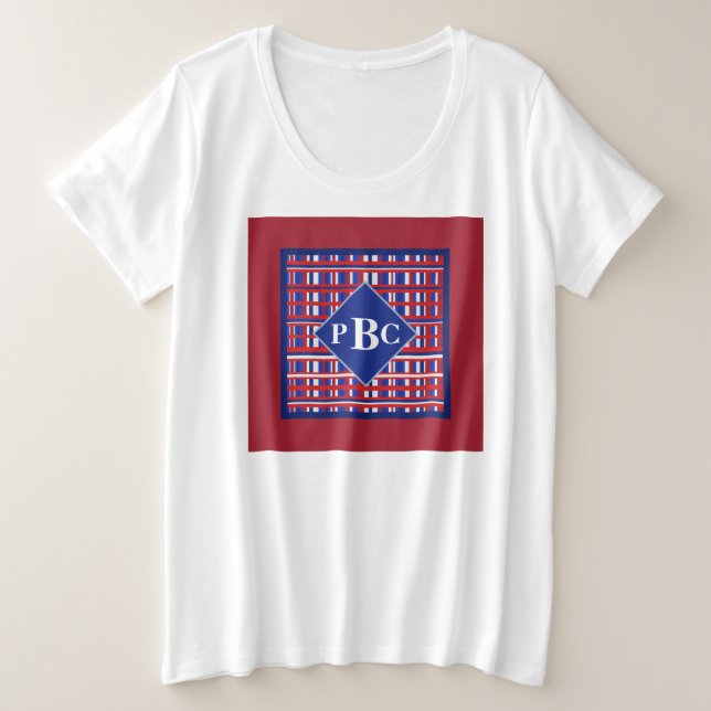 Patriota Monogramado de la Placa Azul Blanco Rojo (Anverso del diseño)