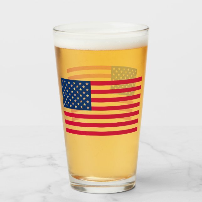 Patriotic American Flag Glass Gift (Reverso (lleno))