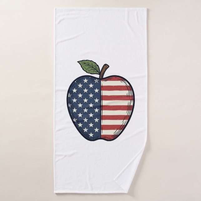 Patriotic Apple Vintage Engraving Vector Design_1 (Toalla de baño)