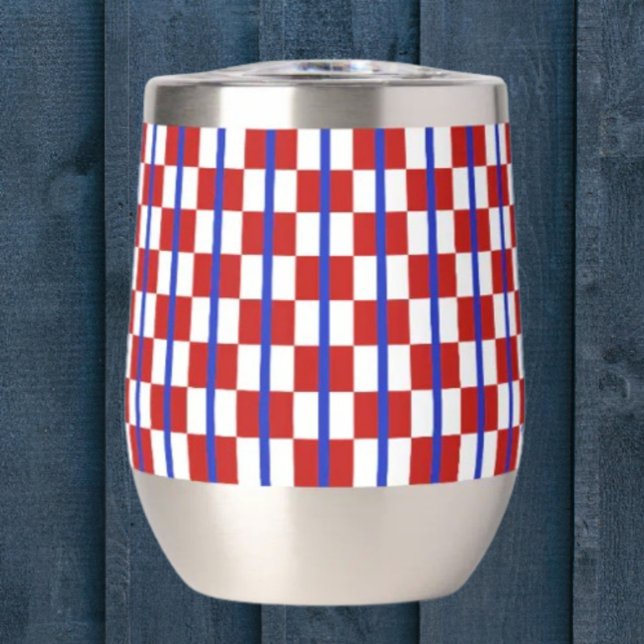 Patriotic Checker Stripe Stemless Wine Tumbler (Subido por el creador)