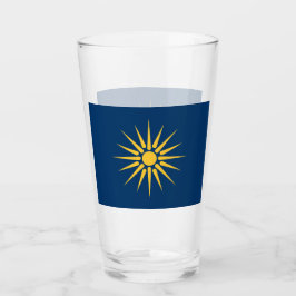 Patriotic glass cup with flag of Macedonia, Greece