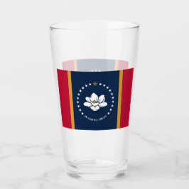 Patriotic glass cup with flag of Mississippi