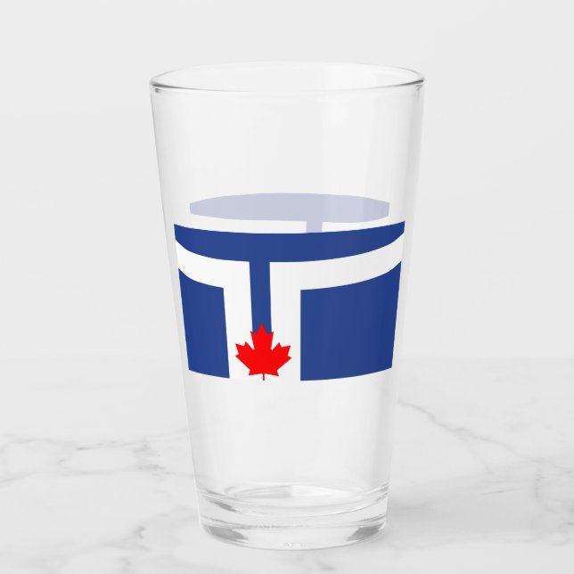 Patriotic glass cup with flag of Toronto, Canada (Anverso)