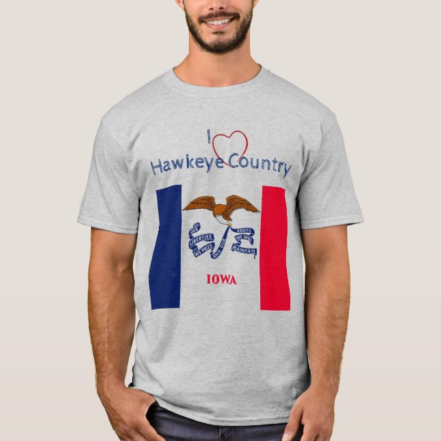 Patriotic Hawkeyes Iowa Bandera Uni-sex Camiseta (Anverso)