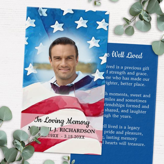 Patriotic Memorial In Loving Memory Prayer Card (Subido por el creador)