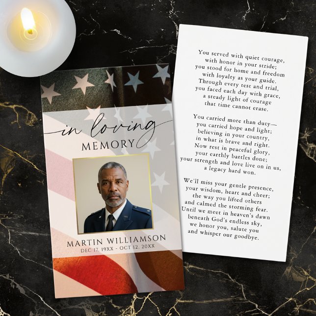 Patriotic Military Funeral Photo Prayer Card (Subido por el creador)