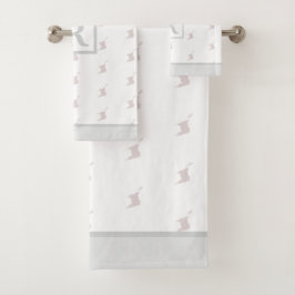Patriotic Pattern with Monogram on WHITE and GREY