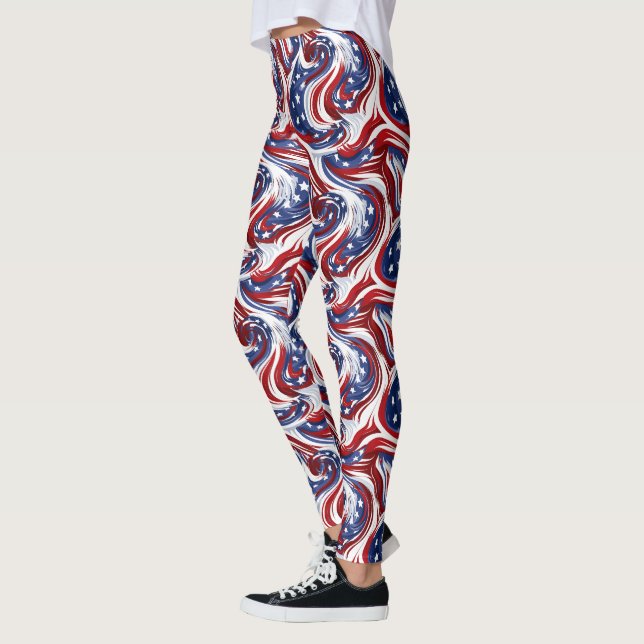 Patriotic Swirls Leggings - Diversión (Izquierda)