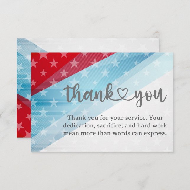 Patriotic Thank You For Your Service Card (Anverso / Reverso)