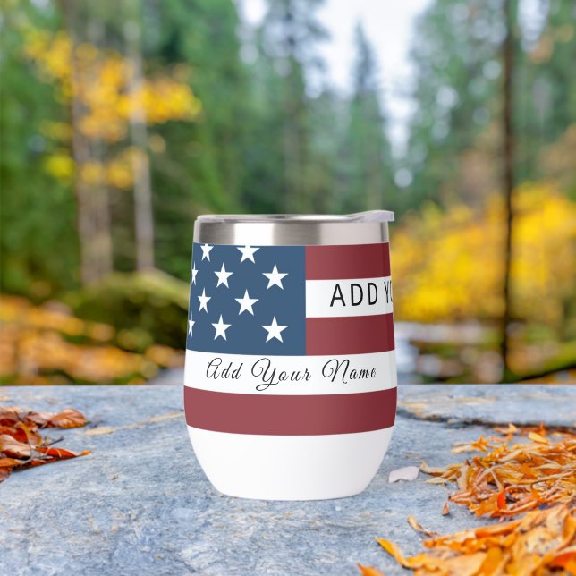 Patriotic US Flag Custom Text Name  (Exterior)