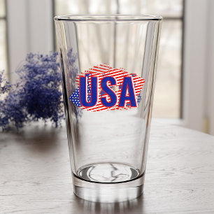 Patriotic USA Monogram Lipstick Kiss Glass
