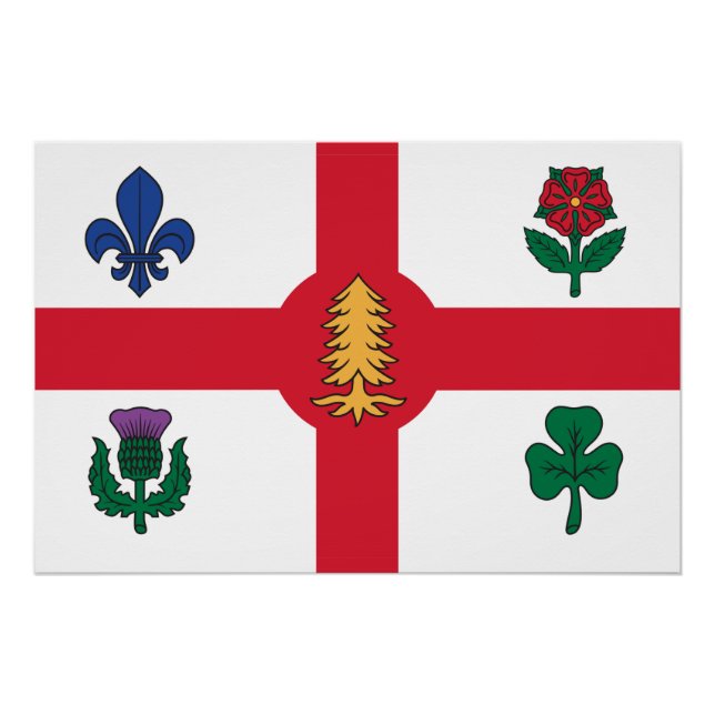 Patriotic wall poster with Flag of Montreal (Anverso)