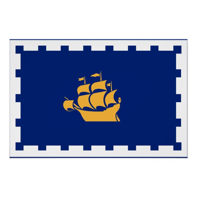 Patriotic wall poster with Flag of Quebec City (Anverso)