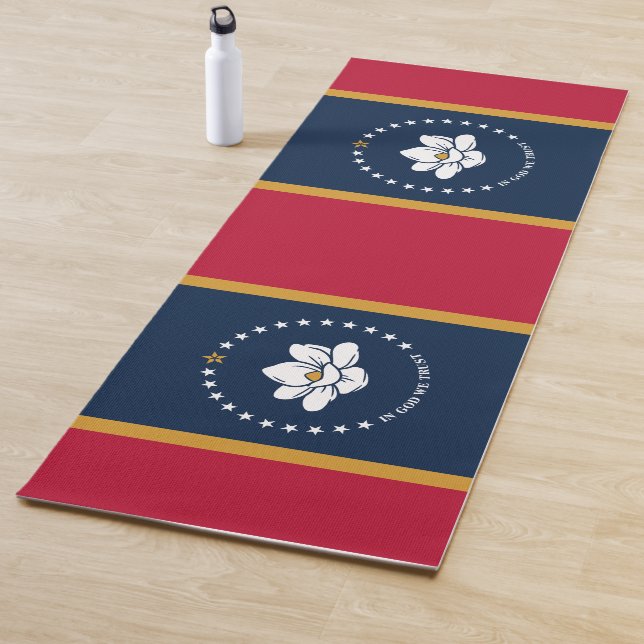 Patriotic Yoga Mats with flag of Mississippi State (In situ)