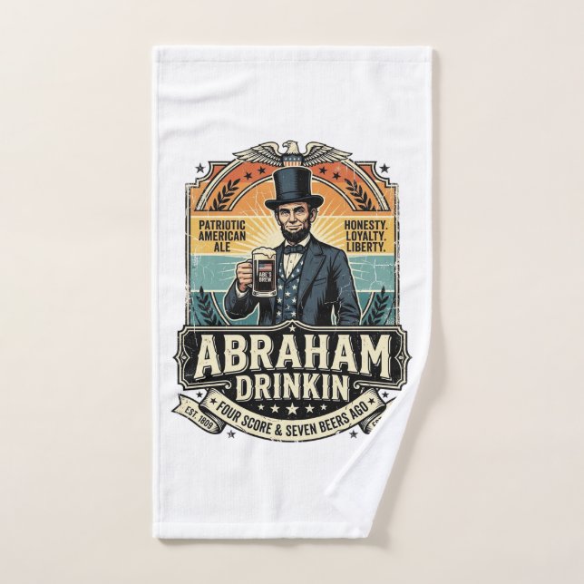 Patriótico Abraham Bebiendo Retro Angustiado (Toalla de mano)