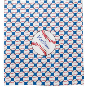 Patriótico Béisbol Rojo, Blanco, Cortina de Ducha