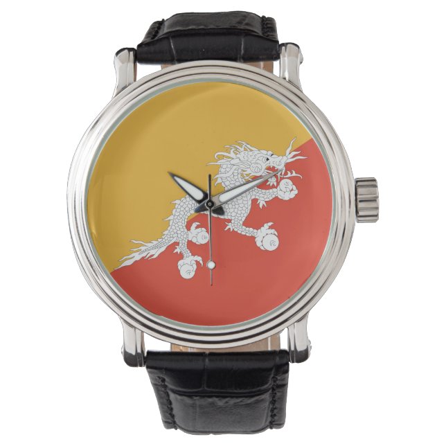 Patriótico, reloj especial con bandera de Bután (Anverso)