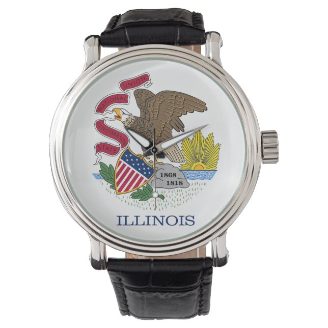 Patriótico, reloj especial con bandera de Illinois (Anverso)
