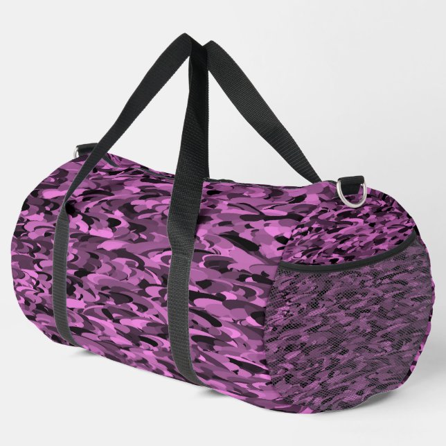 Patrón abstracto Bolsa de Duffel negro púrpura (Esquina derecha)