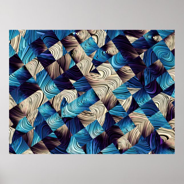 Patrón abstracto de arte digital. Imagen azul abst (Frente)