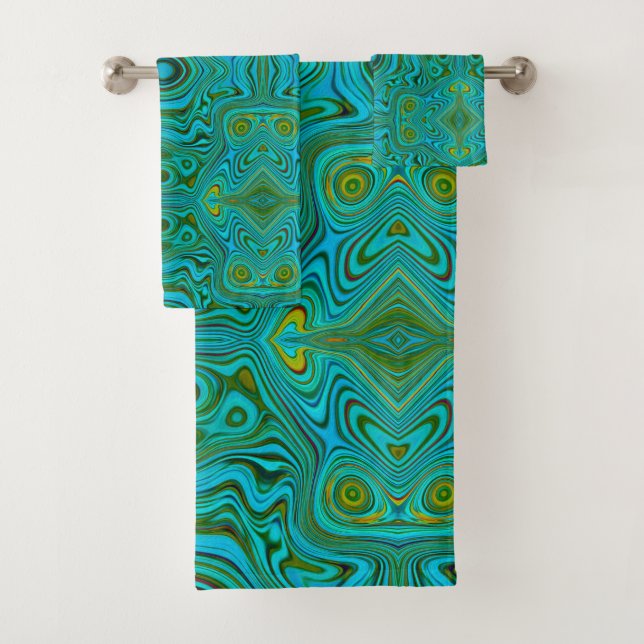 Patrón abstracto de croquis trippy retro turquesa (In situ)