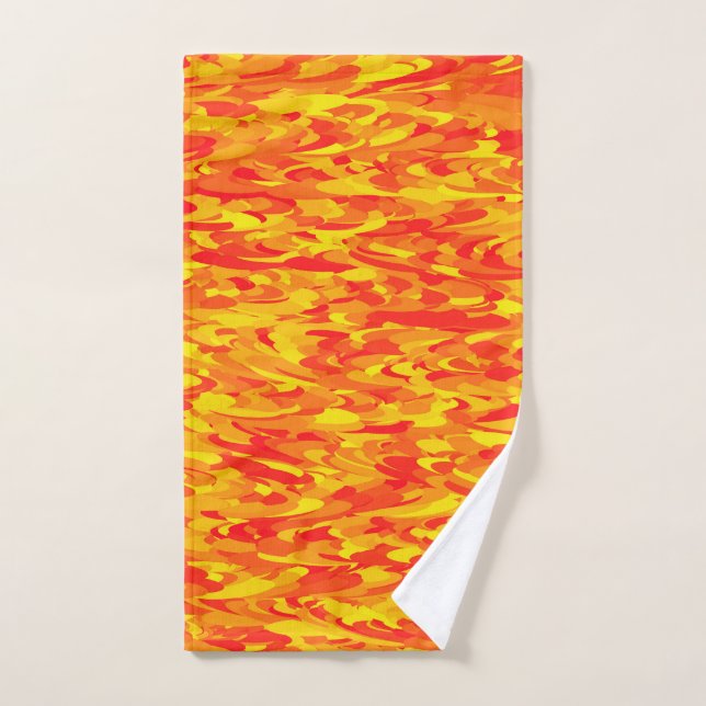 Patrón abstracto naranja rojo amarillo (Toalla de mano)