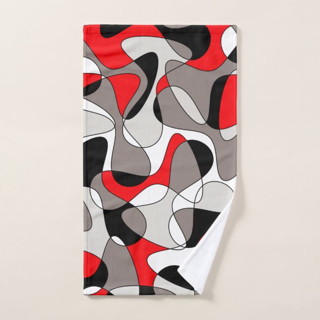 Patrón abstracto - rojo y gris. (Toalla de mano)