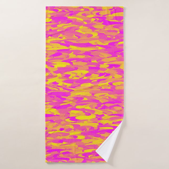 Patrón abstracto rosa amarillo naranja (Toalla de baño)