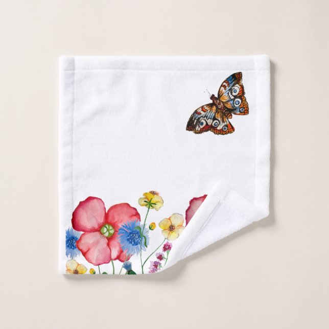 Patrón acuarela con flores silvestres dibujadas a  (Toallita)