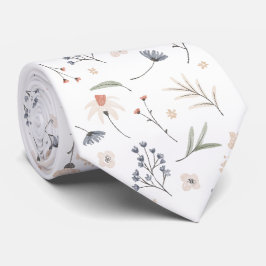 Patrón acuarela floral y arbolado. Corbata